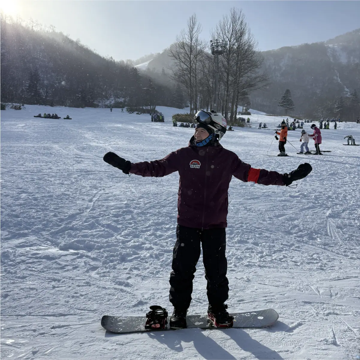 初學者練習滑雪雪場